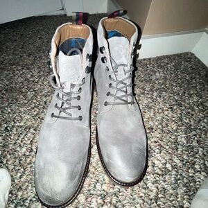 Gray Ankle-High Boots with Padded Collar